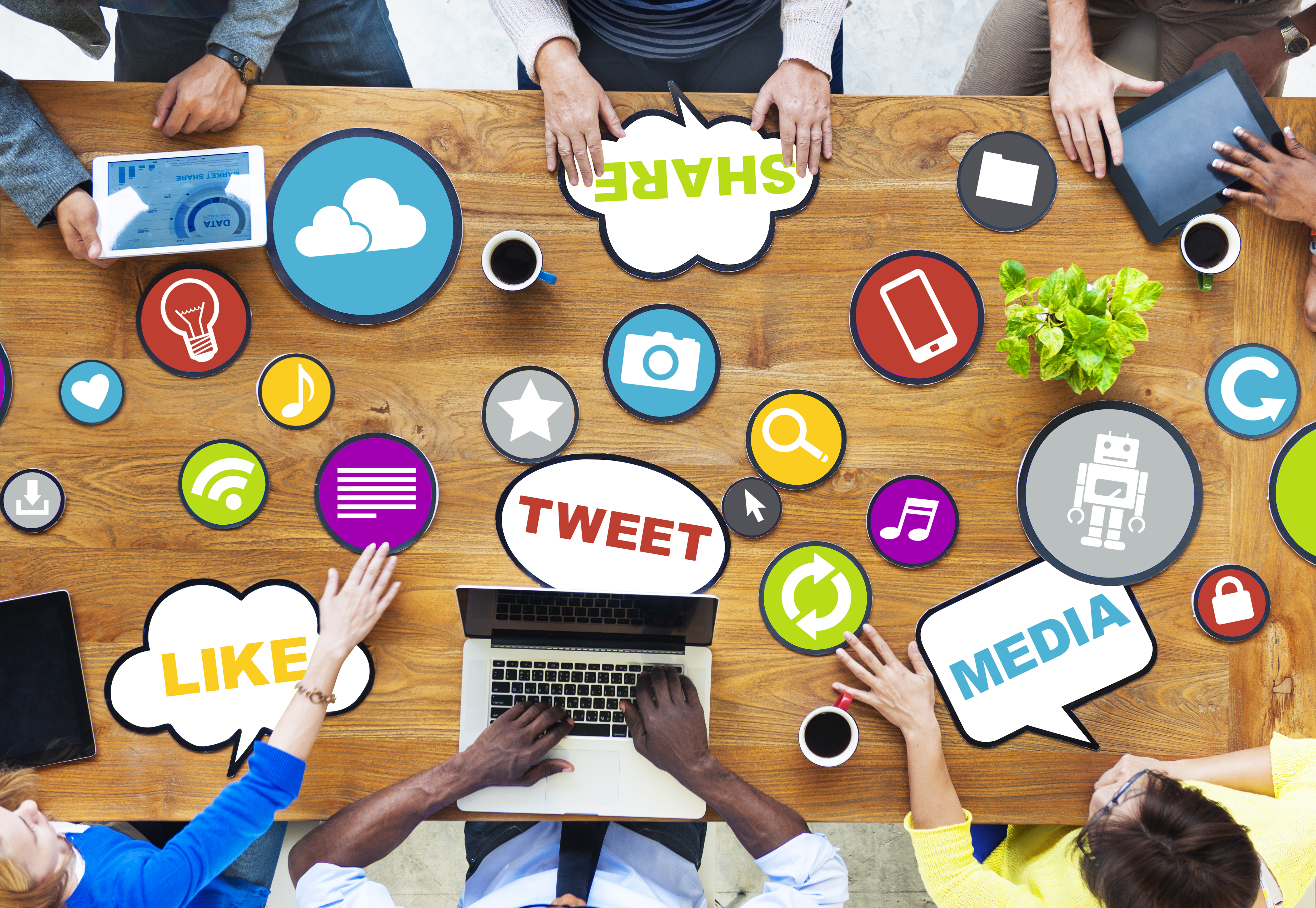A group of people advertising on socials through Twitter and Medias